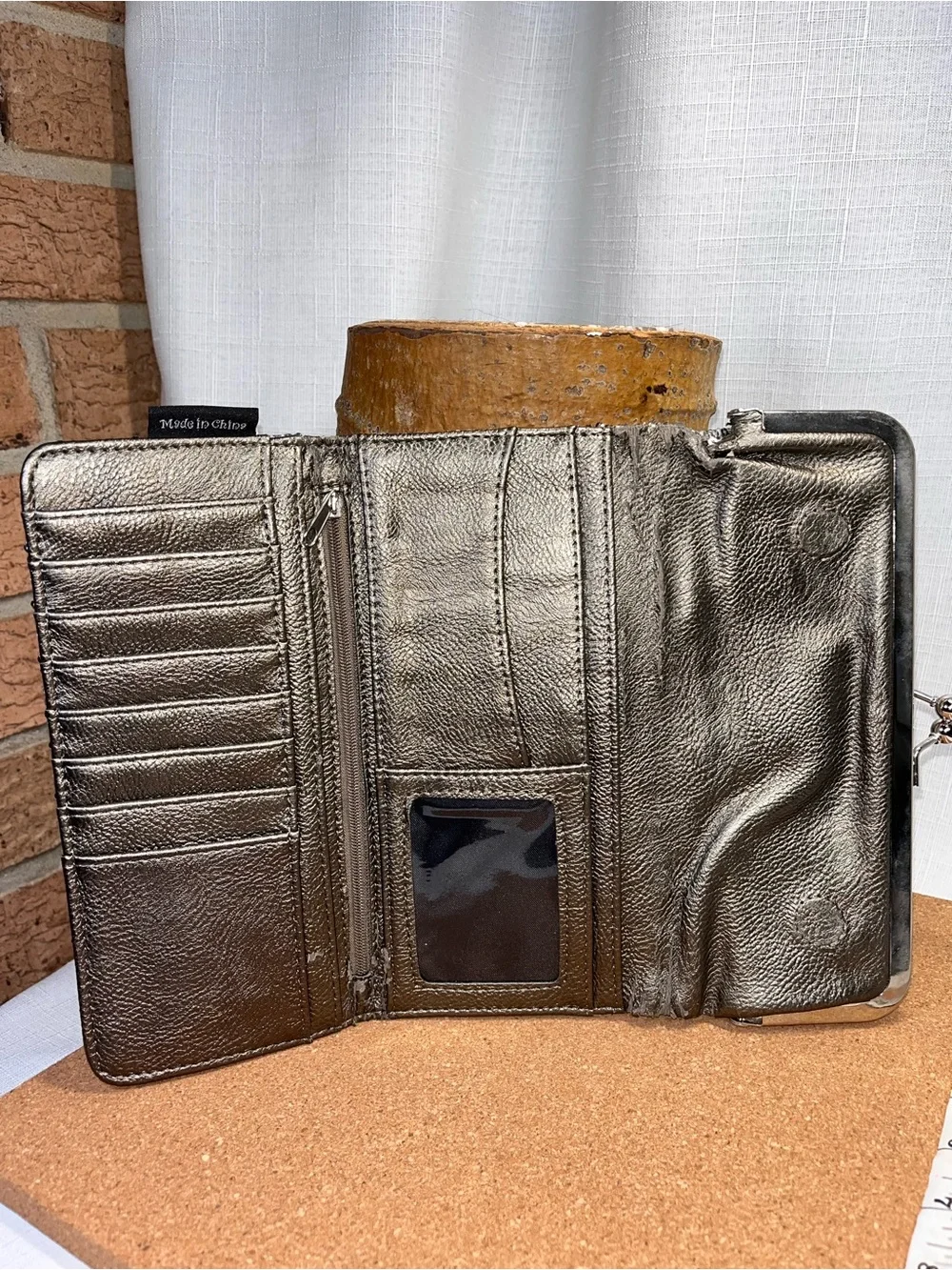 Metallic Silver Sequin Clutch Wallet Kiss Lock Frame Checkbook Organizer Evening